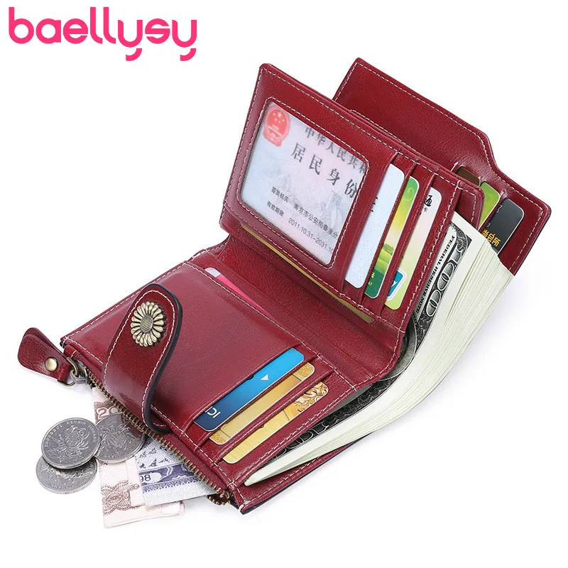 

Rfid Genuine Leather Women Wallets High-capacity Women 16 Card Holders Short Clutch Bag Female Money Pocket Carteira Feminina