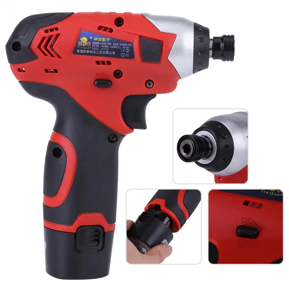 

12V Battery Screwdriver Household Multi-Functional Impact Electric Screwdriver Screw Driver Double Speed Li-Ion Cordless Drill