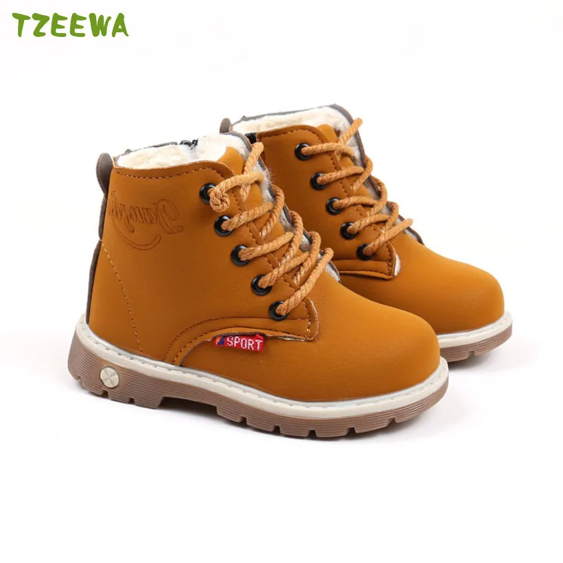 

2018 New Winter Children Shoes PU Leather Waterproof Martin Boots Kids Snow Boots Brand Girls Boys Boots Fashion Sneakers