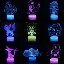 Покемон го фигурка 3D RGB лампа Пикачу Eevee черепаха птица огонь Дракон Pokeball мяч Bulbasaur Bay Role Gife светодиодный свет