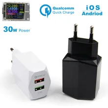 QC 3,0 быстрое зарядное устройство с двумя Usb Qualcomm быстрое зарядное устройство 5А 2U EU мобильный адаптер для путешествий для Android iPhone samsung Mi
