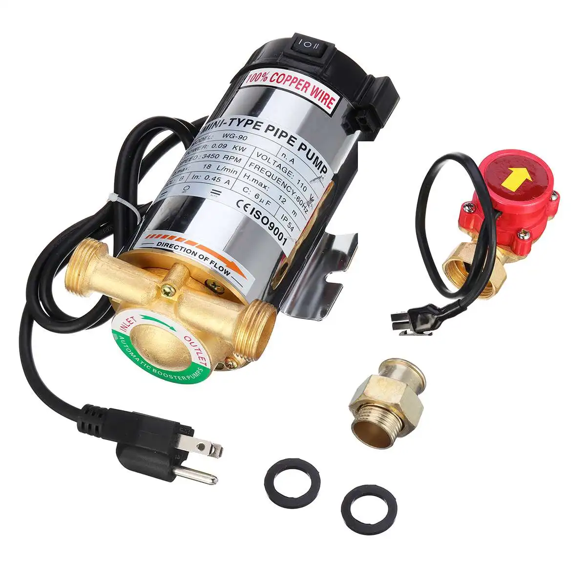 

90W 110V Water Pressure Booster Pump Self Priming Sink Shower Facucet Stainless Steel Automatic Pumps Home Improvement 18L/m