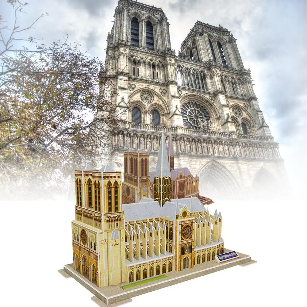 

Notre Dame Paris Puzzle 3D Three-dimensional Puzzle Notre Dame Large Church Building Model Creative DIY Assembled Model Toy