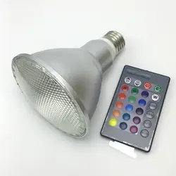 Par30 Par38 10 Вт 20 Вт RGB светодио дный Spotlight ночник с регулируемой яркостью освещения лампы алюминий и стекло водонепроницаемый пульт