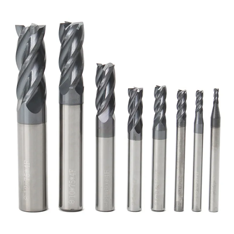 

8Pcs/set 4 Flutes Carbide End Mill Set Tungsten Steel Base Metal Milling Cutter Tool CNC 2-12mm with Blue Case