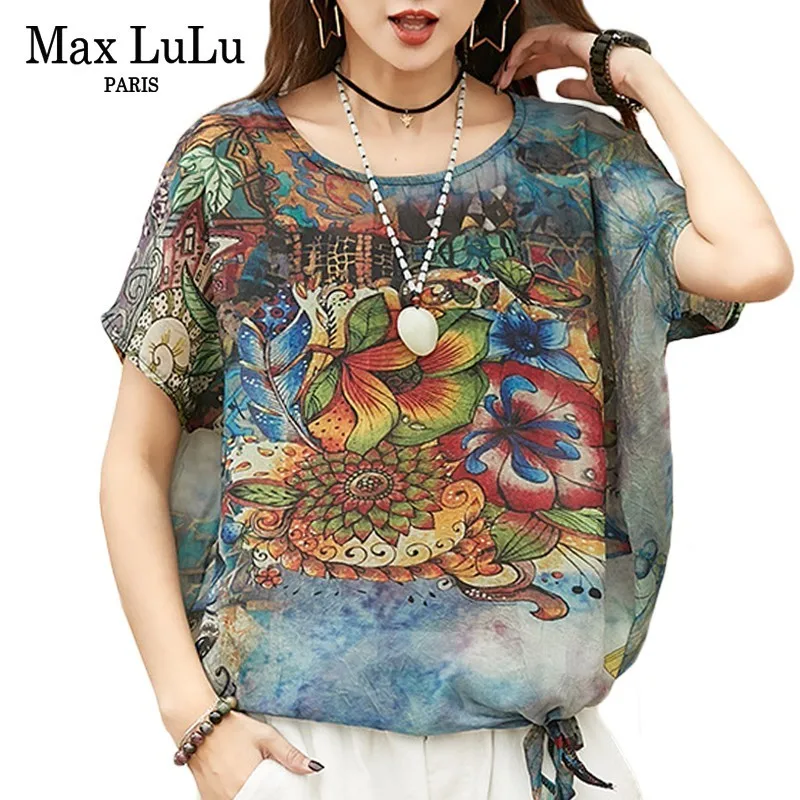 Женские шифоновые рубашки Max LuLu повседневные винтажные блузки с цветочным