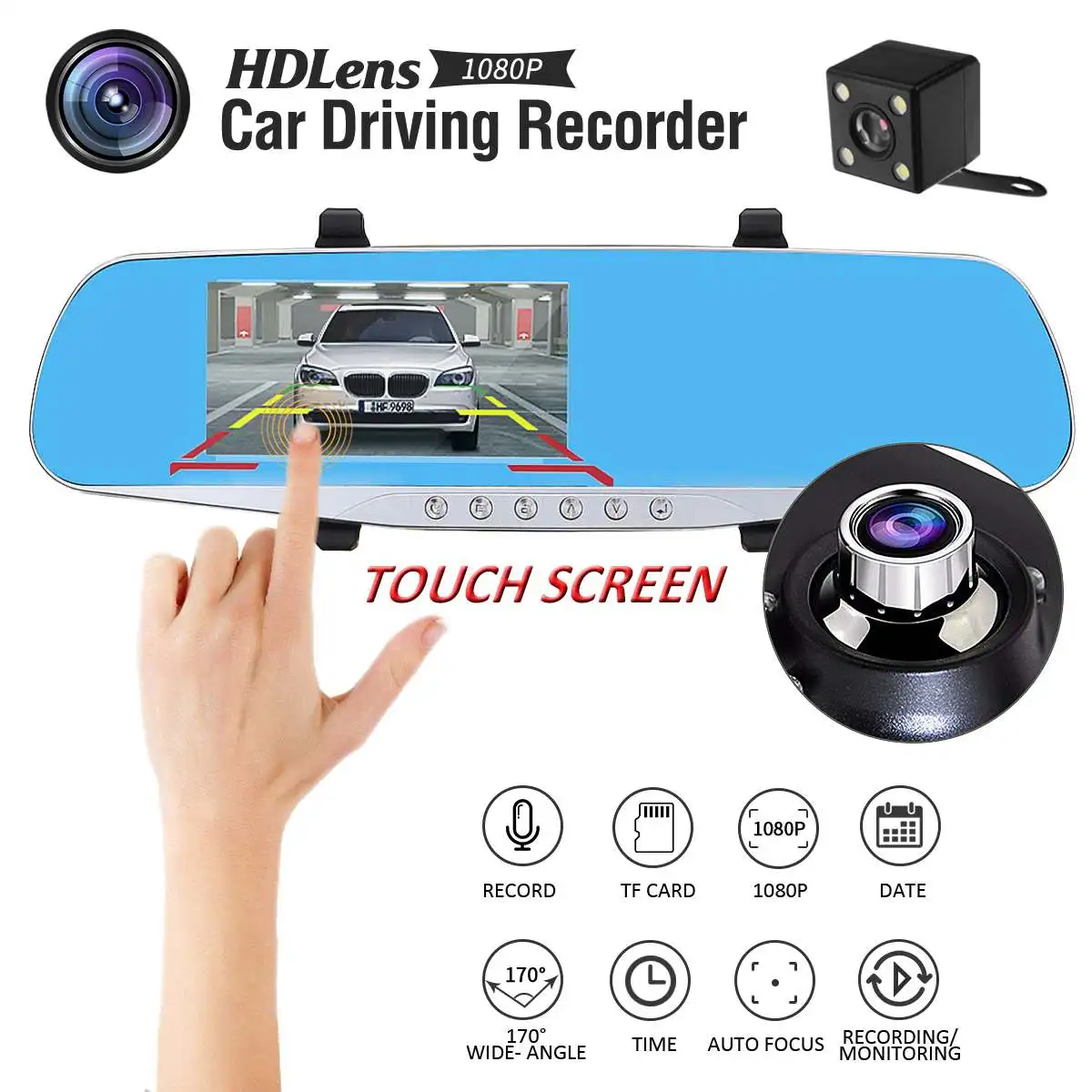 

4.3" TFT LCD FHD 1080P Car DVR Dual Lens Rearview Dash Camera IR Night Vision DVRs Video Recorder Camcorder Registrator