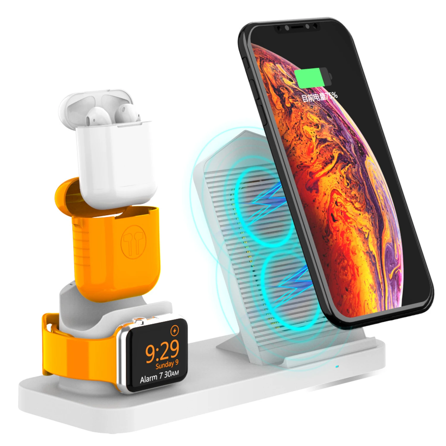 

Besegad 3 in 1 Wireless Charging Holder Dock Station Charger Stand with Cooling Fan for Apple Watch iWatch AirPods iPhone