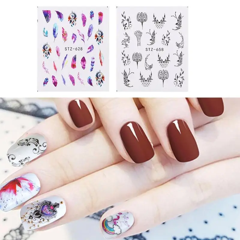 40 шт./компл. ногтей Стикеры s лепесток бабочка живописи тушью Nail Art Наклейки Стикеры маникюрные инструменты искусства ногтя украшения Наборы