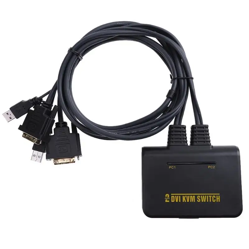 2 порта Usb 2,0 2 в 1 выход Dvi Kvm Switcher коробка с аудио-видео кабель для монитора клавиатуры мыши компьютера
