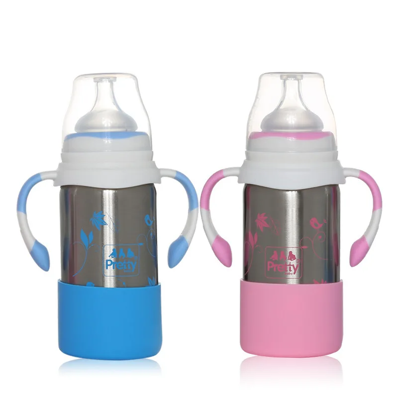 

Originality Baby Handle Heat Preservation Feeding Bottle Baby Stainless Steel Widemouthed Nipple Bottle Baby