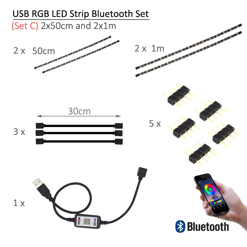 Светодиодные ленты светильник Bluetooth USB Водонепроницаемый SMD 5050 ТВ Подсветка Tria 5V