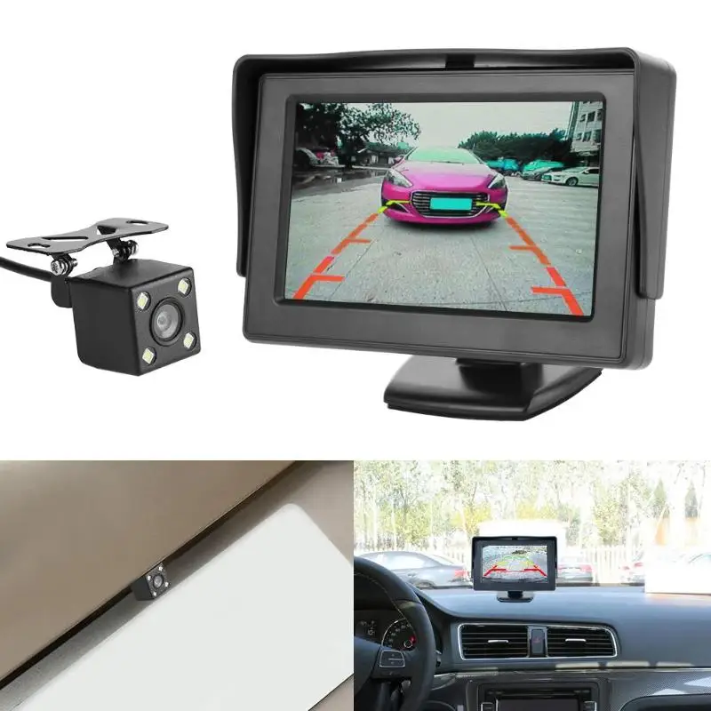 

VODOOL 4.3 Inch LCD Car Reversing Parking Monitor System With Waterproof Night Vision Rear View Backup Camera For Auto Truck SUV