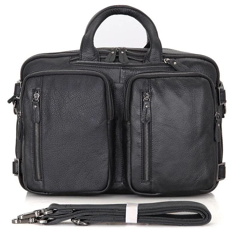 الجلود جلد طبيعي حقيبة لابتوب حقائب 728-40 جلد البقر الرجال Crossbody حقيبة متعددة الأغراض الرجال السفر البني حقيبة جلدية