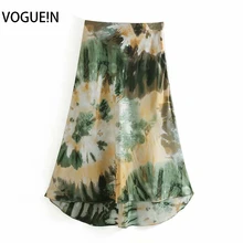 VOGUEIN новые женские летние винтажные яркое ассиметричное миди-юбка на молнии с принтом оптом