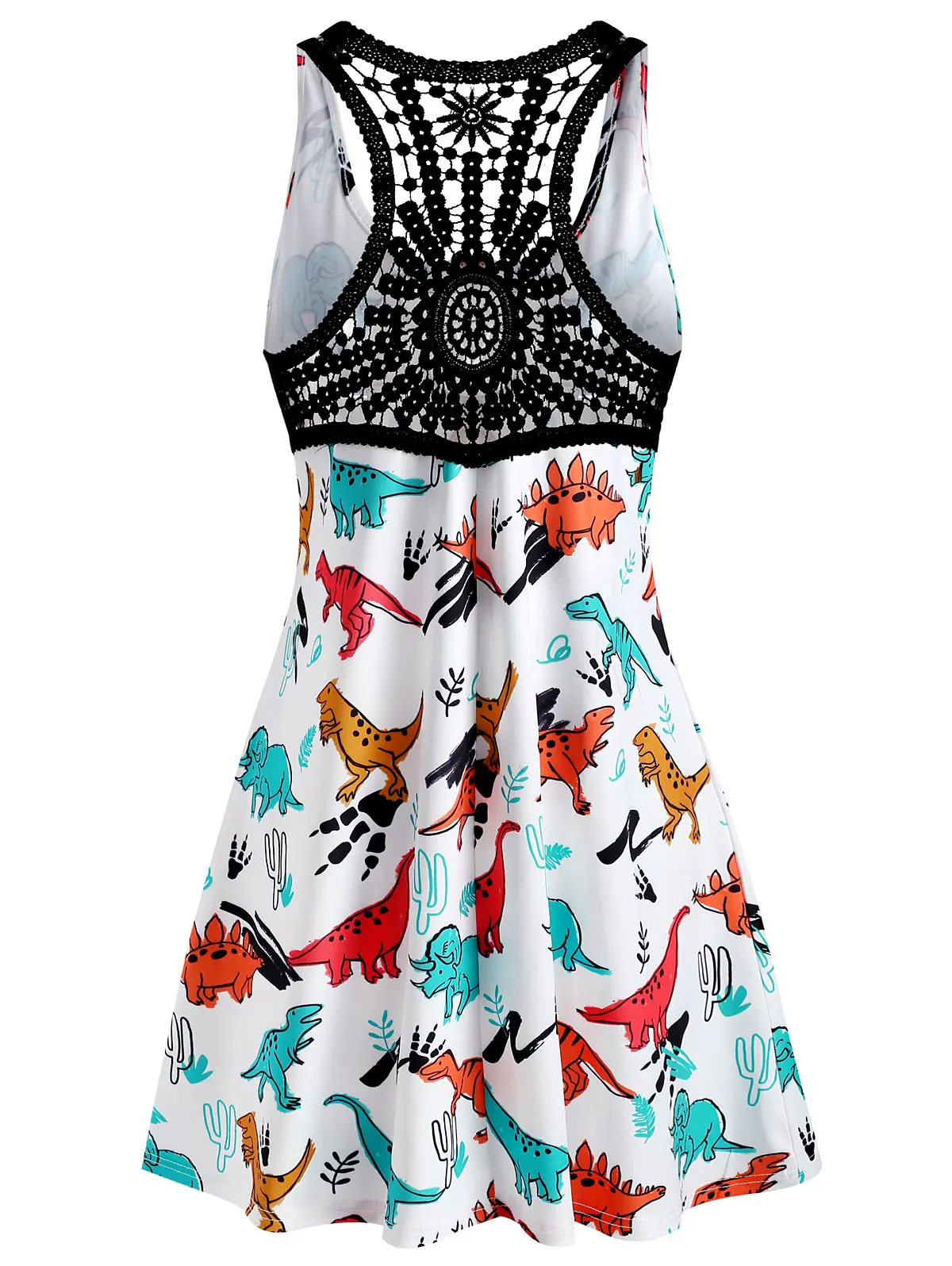 Wipalo Dinosaur Print Plus Size Women Summer Sleeveless Vest Top Tank Lace Tops Ladies Regata Feminina 5XL|Майки| |