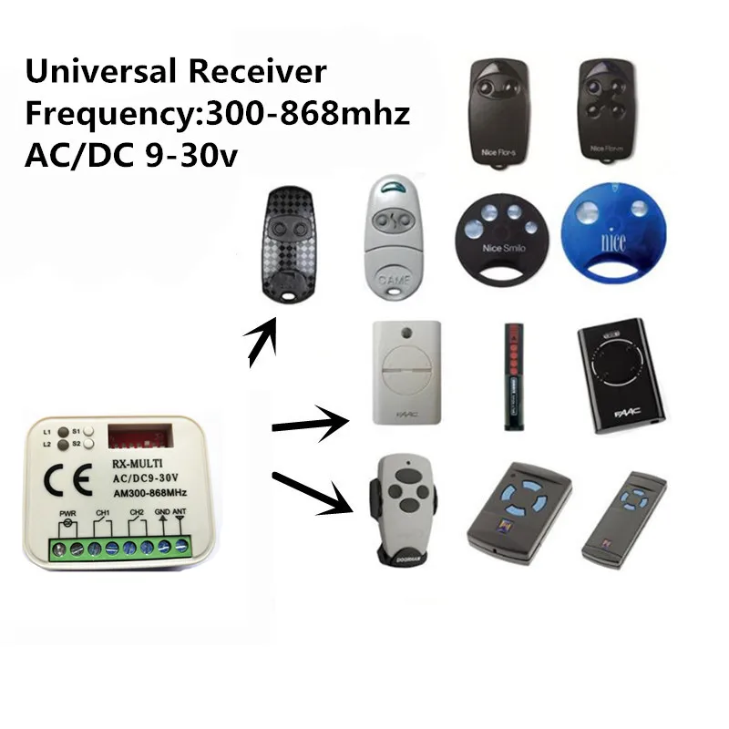 

10 pcs Compatible 2-ch receiver for Chamberlain Liftmaster 94334E/94335E 300-900Mhz Rolling code remote controls free shipping