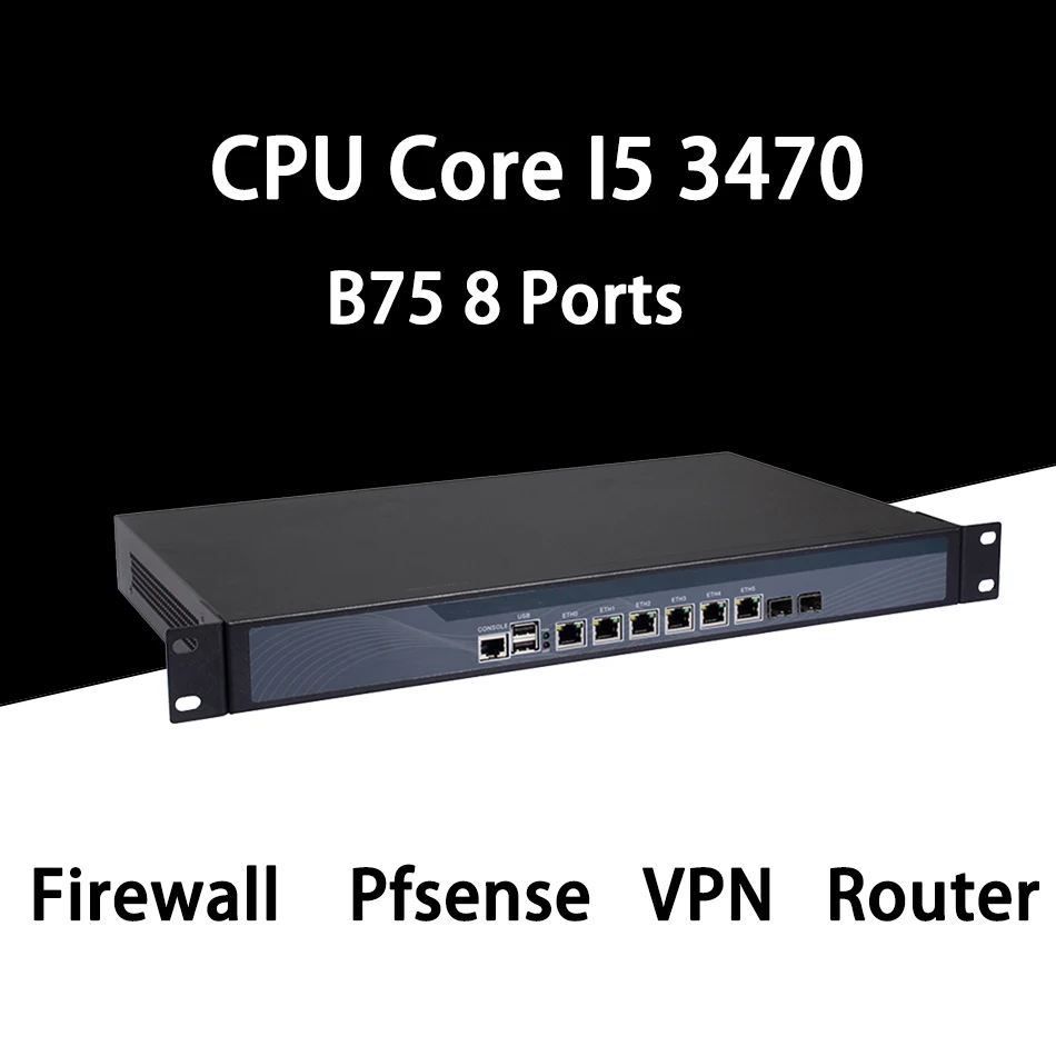 Брандмауэр Mikrotik Pfsense сети VPN Security Appliance маршрутизатор ПК Intel Core I5 3470, [HUNSN RS10], (6LAN/2USB/1COM/1VGA)