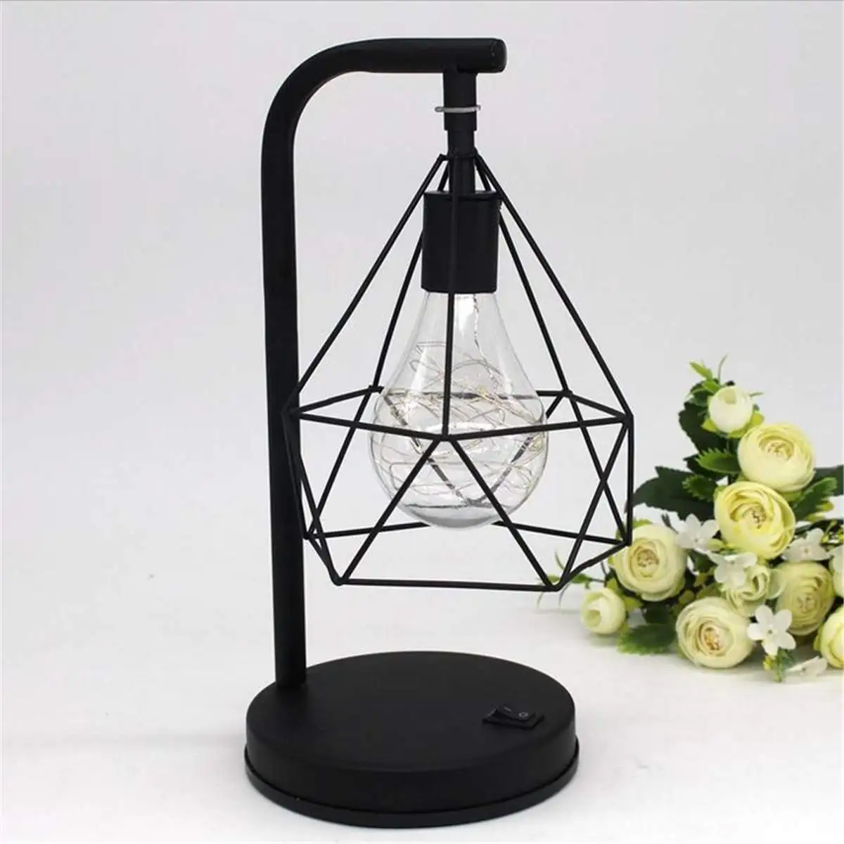 

Geometric Light Modern Industrial Curved Table Lamp Marble Base Shade Copper Indoor Lighting Bedroom Diamond Table Lights