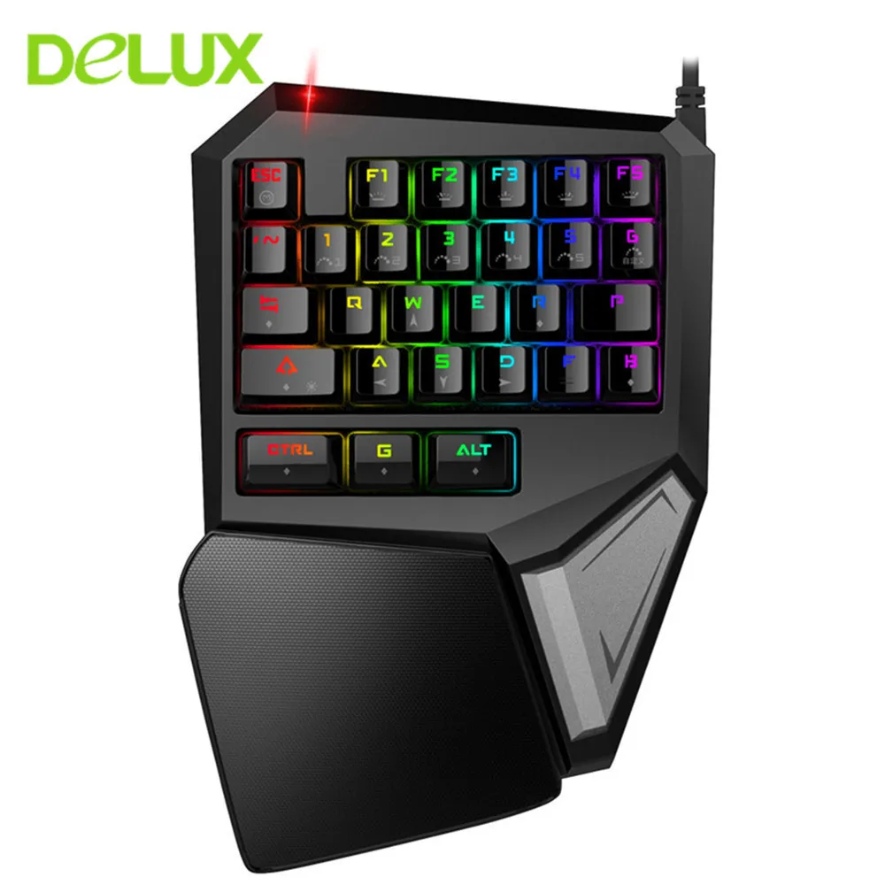 

Delux T9 Plus Mechanical Keyboard Gamer Mini Single Hand Gaming Computer Keypads With RGB Backlit Light For Overwatch LOL DOTA 2