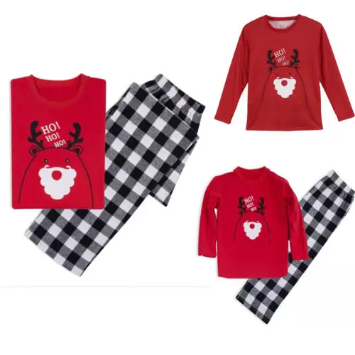 Семейный Рождественский пижамный комплект теплая одежда для сна взрослых - Фото №1