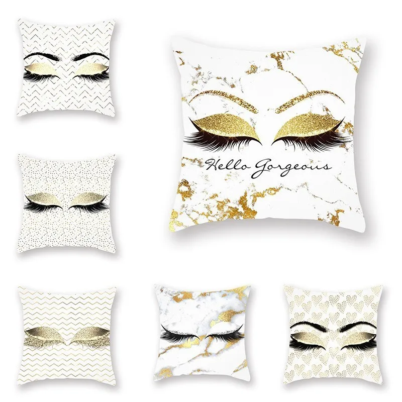 

1 Pc Home Office Cafe Decorative Cushion Cover Polyester Eye Lash Pattern Pillow Cover Fashion Simple Sofa Couch Pillowcases