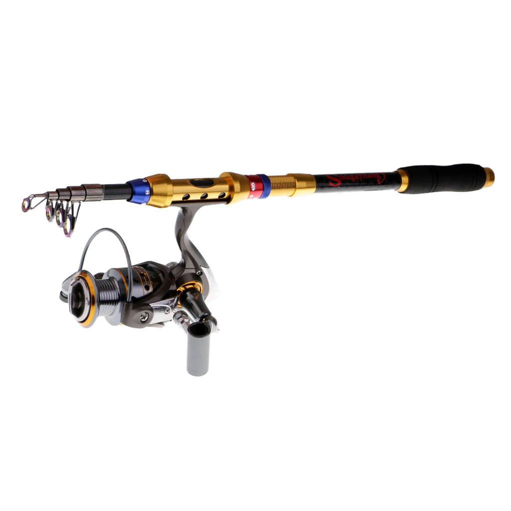 خفيفة تلسكوبي المياه العذبة المياه المالحة البحر الصيد قضيب و بكرة معالجة المجموعات مجموعات الصيد قضيب عدة الغزل بكرة