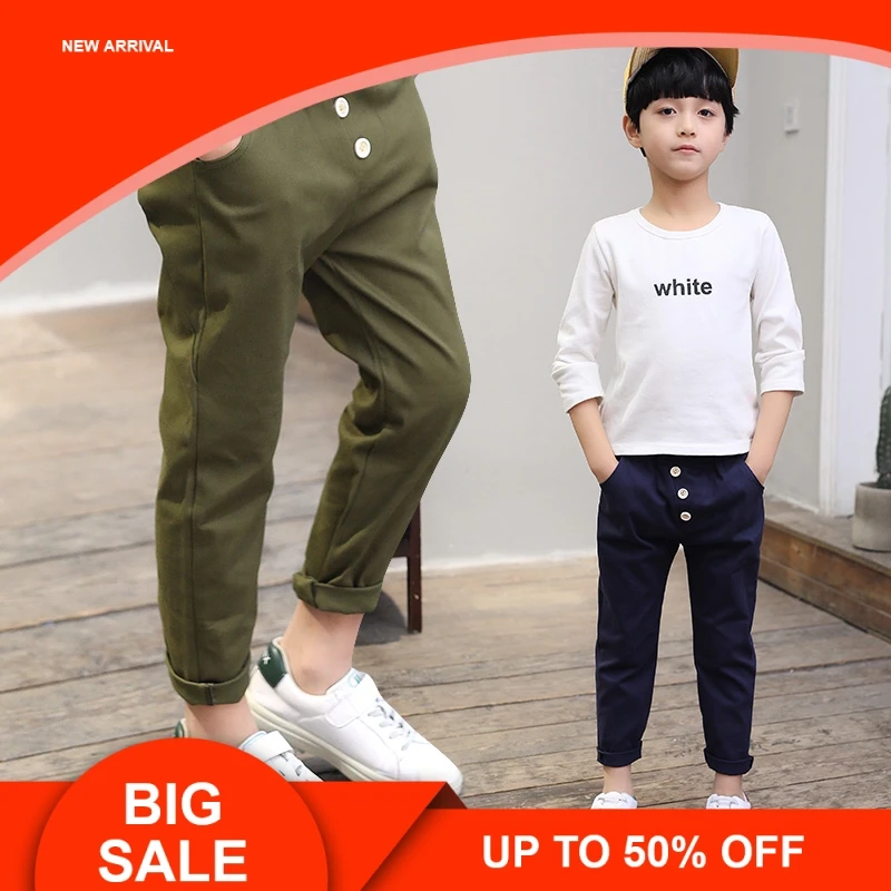 

Kids Boys Pants Casual Black Kids Pants Boys Trousers 2018 New High Quality 3 Colors Teen Pencil Pants