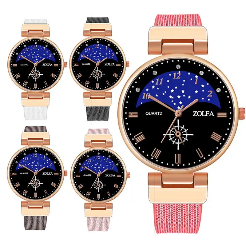 

Female Watch Luxury Solid Color Fashionable Simple Elegant Large Dial Stainless Steel Fine Mesh Belt Quartz Watch For ZOLFA New