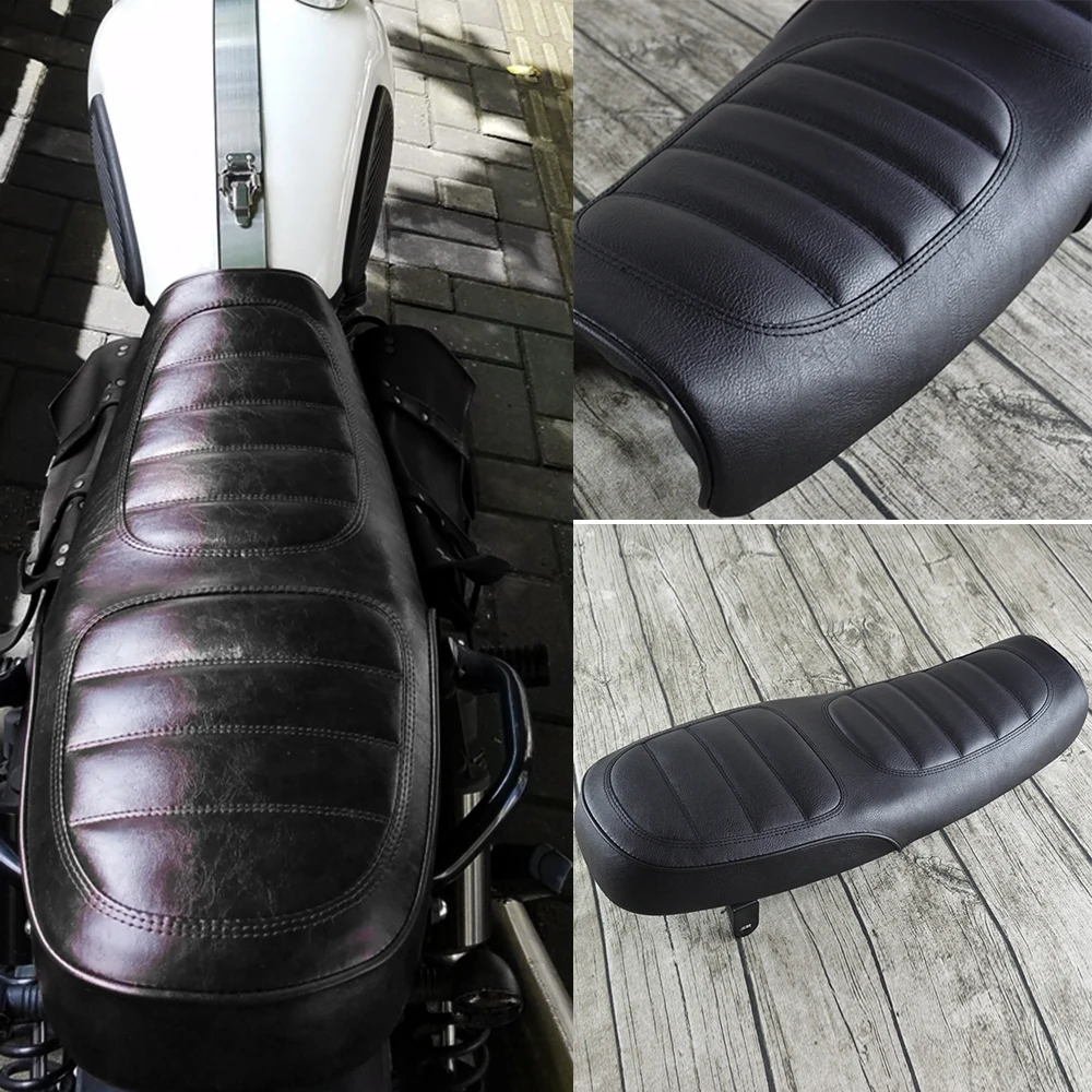 

Mayitr 1pc Black Universal Vintage Flat Brat Styling Motorcycle Custom Cafe Racer Seat Saddle For U 200 250 Accessories