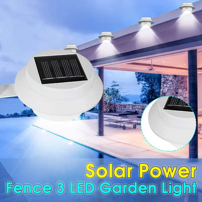 3 светодиодный лампы Открытый Солнечный мощность сенсор сад безопасности лампа открытый крыши для ограды, двора водонепрони