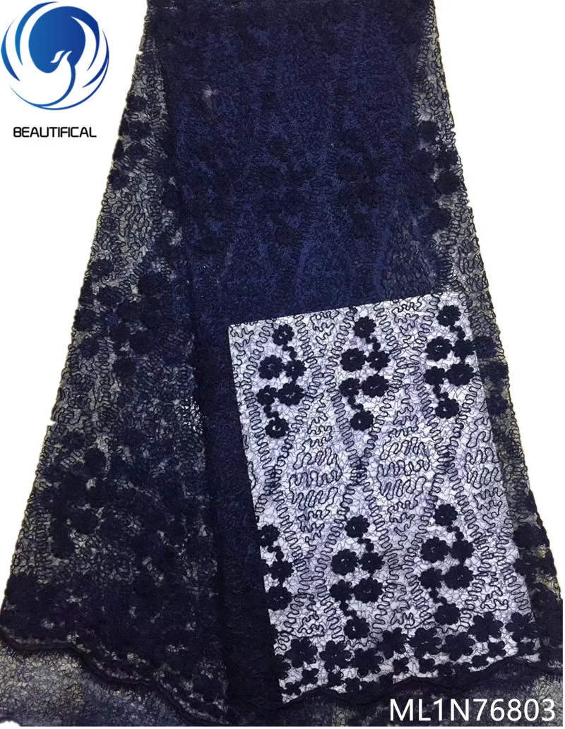 

Beautifical french tulle lace fabrics 2019 black high quality laces fabrics net lace fabrics for wedding 5yards/lot ML1N768