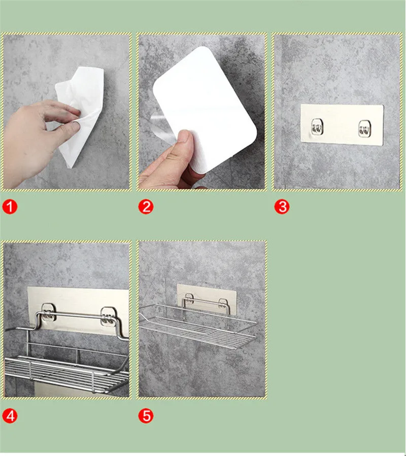 دائم حمام من الفولاذ المقاوم للصدأ المنظم الفضاء توفير الرف سلة الحائط تخزين الرف لاصق التجميل أدوات الزينة النثرية دائم حمام من الفولاذ المقاوم للصدأ المنظم الفضاء توفير الرف سلة الحائط تخزين الرف لاصق التجميل أدوات الزينة النثرية