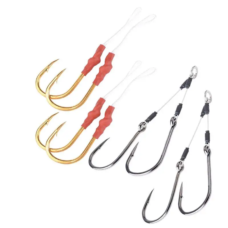 Outdoor 2Pcs Big Stainless Steel Fishing Hooks Iron Plate With Steel Wire Rope Tuna Double Hook