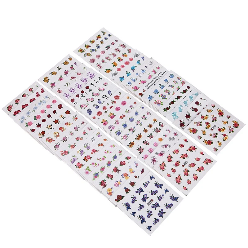 

1 set of mixed design nail sticker set color gold silver glitter flower water applique decoration manicure