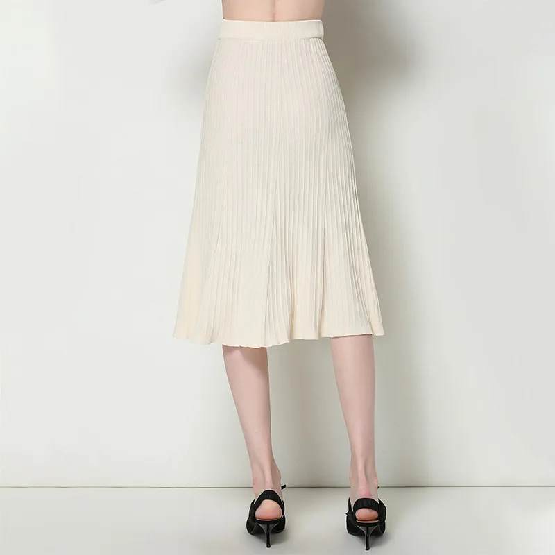 2019 spring new arrival knitted skirts pleated skirts overknee length knitting skirts European and American women