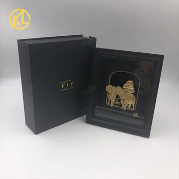 

KL 3D 999999 Gold Foil Zimbabwe Elepant and stone Photo Frame with Black gift box for VIP Client of Zimbabwe Banknote