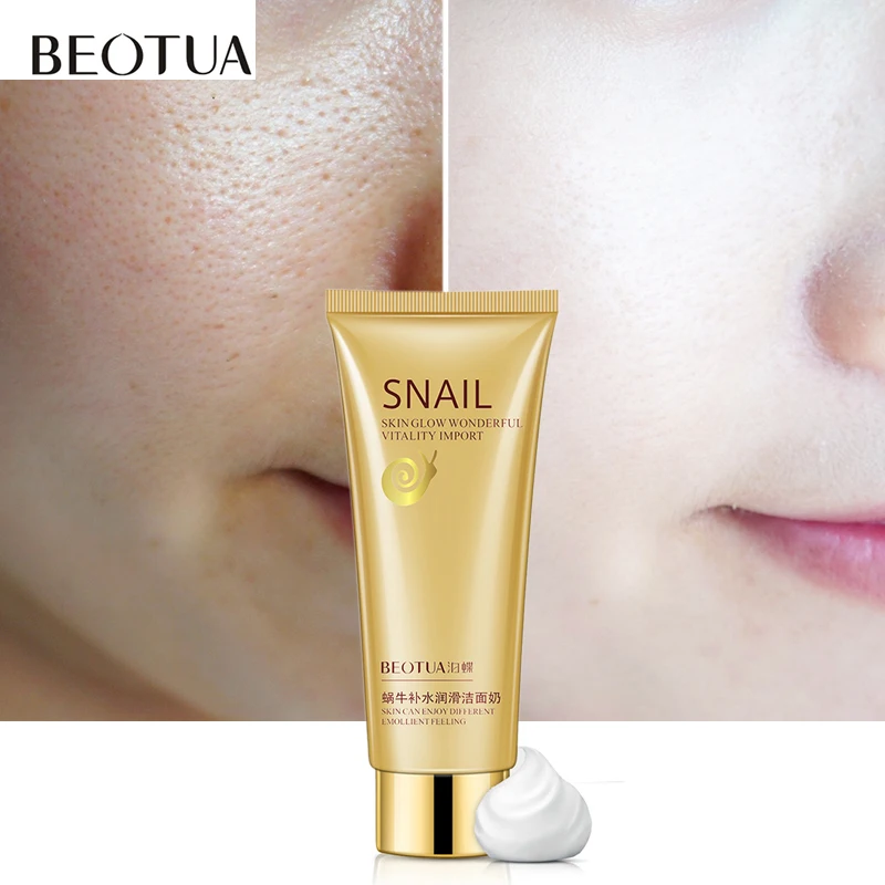 BEOTUA Snail Anti Aging Facial Cleanser Wrinkle Reduce Shrink Pores Oil-control Hydrating Whitening Moisturizing Deep Cleaning