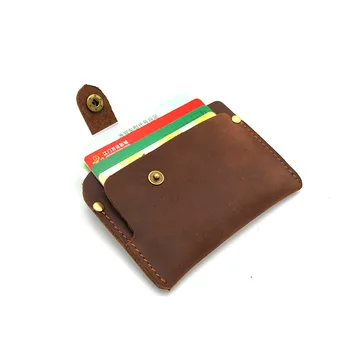 

2019 Fashion Genuine Leather Men Business ID Credit Card Holder Coin Pouch Small Clutch Wallet Slim Purse Money Bags for Gift