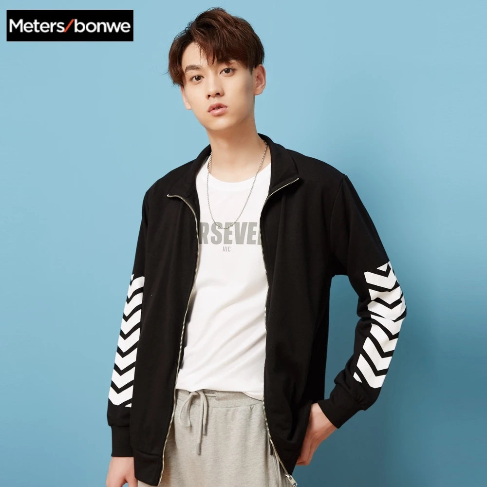 

METERSBONWE Spring Autumn Men Jacket Sweatshirt Haif Turtleneck Collar Casual Chic Cardigan