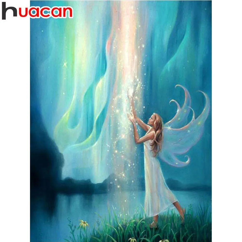 

HUACAN 5D DIY Diamond Painting People And Light Full Dill Square Rhinestone Diamond Embroidery Mosaic Art Home Decor Gift