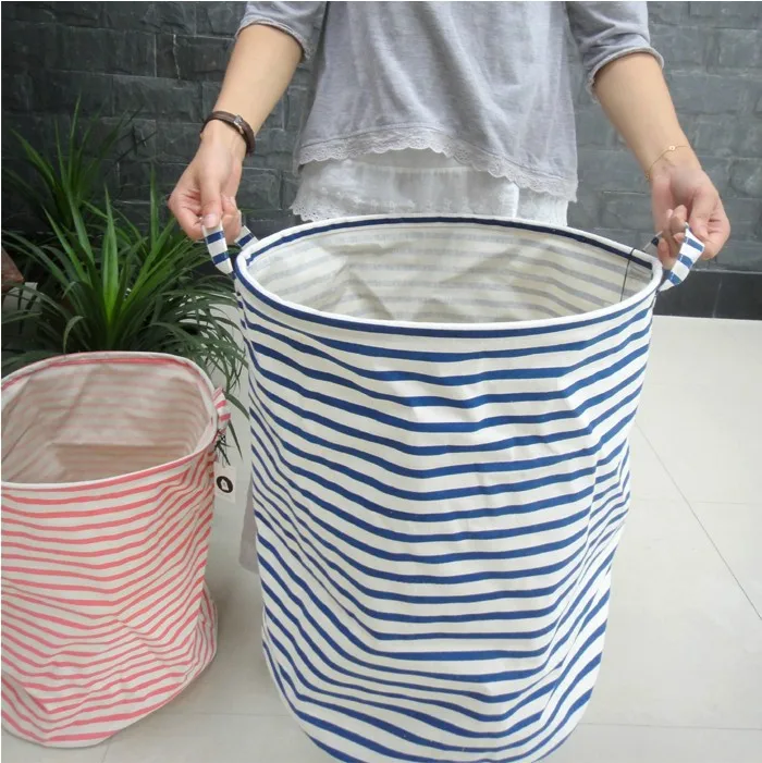 

2pcs /lot zakka style cotton cloth storage basket oversized toy box / cesto roupa suja / canvas storage buckets / blue & pink