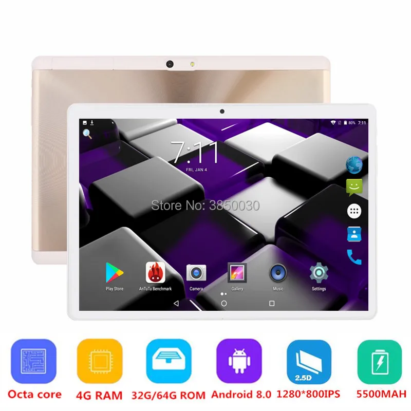  10 inch Android 8 Octa Core tablet 4GB RAM 64GB ROM Unlocked 3G 4G FDD Phone Call Tablet dual sim c