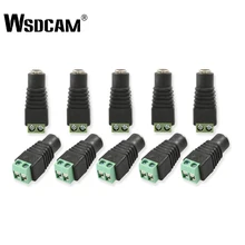 Wsdcam 10 шт./лот 5,5 мм x 2,1 мм Женский штекер питания постоянного тока адаптер для 5050 3528 5060 одноцветная Светодиодная лента и камеры видеонаблюдения