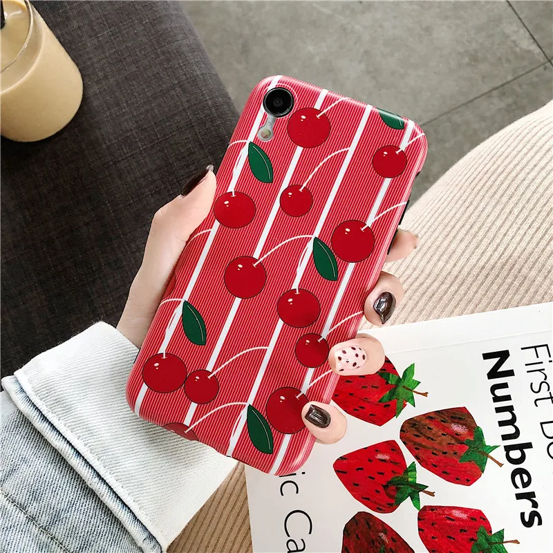 

Art Retro Japanese Cherry Phone Case For iPhone 7 7 Puls 6 6S 7 8 Puls X XS XR Xsmax Cases Cute Silicone Soft Cover