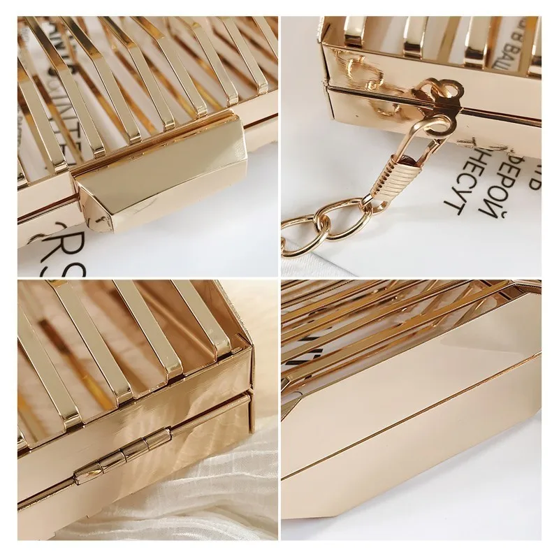 TTOU Women's Evening Bag Shoulder Metal Hollow Crossbody Bags Designer Clutch Cage Fashion 2019 Summer Handbag TTOU Women's Evening Bag Shoulder Metal Hollow Crossbody Bags Designer Clutch Cage Fashion 2019 Summer Handbag