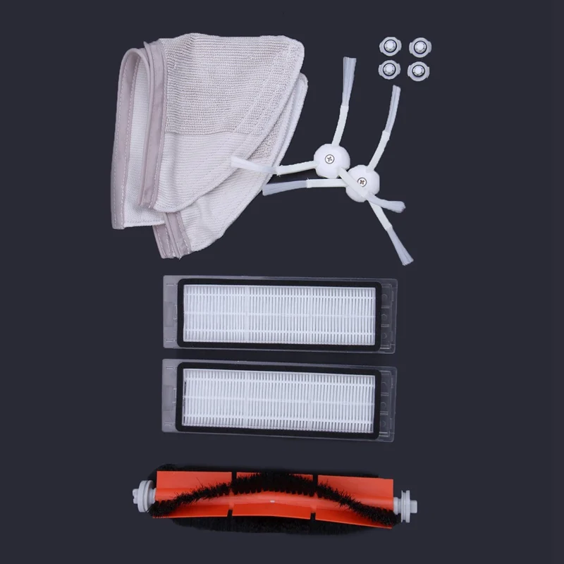 2PCS hepa filter+2PCS side brush+1PCS main brush Suitable for Xiaomi Mi Robot Vacuum Cleaner parts accessories | Бытовая техника