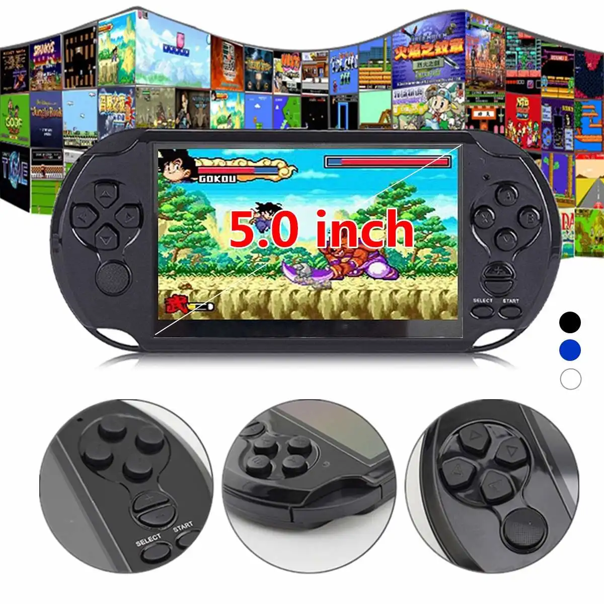 

32/64 Bit X9 Rechargeable 5.0 inch 8G Handheld Retro Game Console Video MP3 Player Camera DV Shooting Multi-languages Net