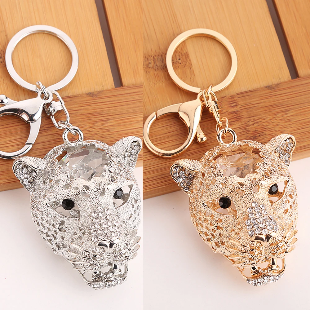 

Leopard Head Pendant Charm Rhinestone Crystal Purse Bag Keyring Key Chain Wedding Party Gift