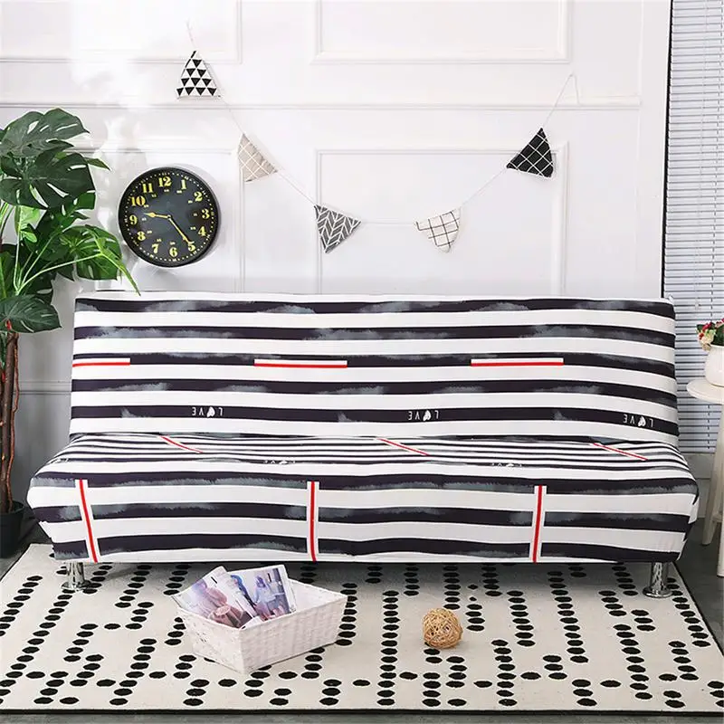 

Creative Nordic Style Simple Stripe Stretch Sofa Cover Full Folding Without Armrests Stretch Anti-dirty Easy To Clear Sofa Cover